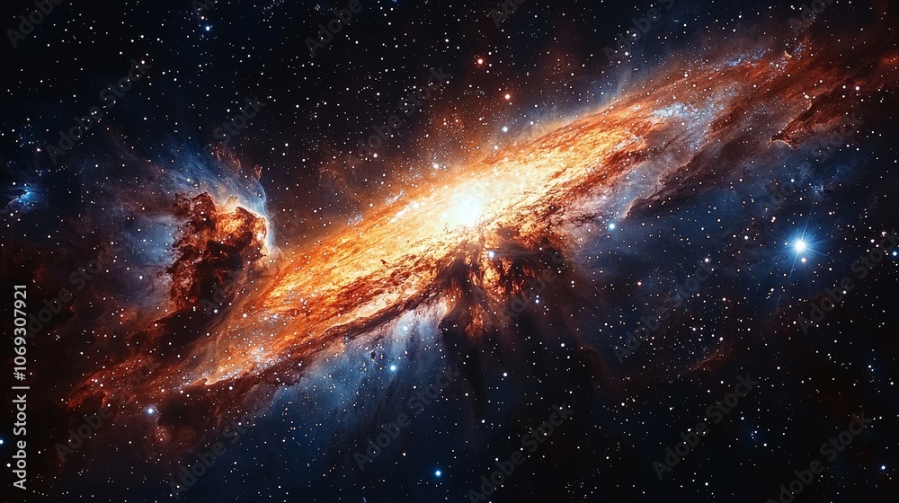 Fototapeta premium A breathtaking cosmic map with galaxies, swirling nebulae, and a massive glowing supercluster in the center, all with deep space as the background, epic lighting,