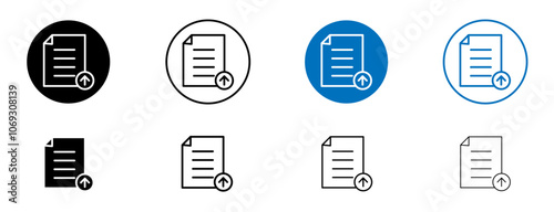 Upload file icon set in black and blue colors