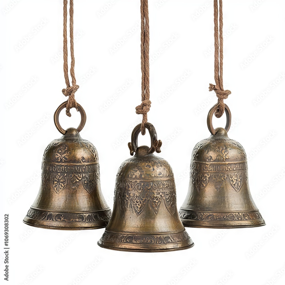 Christmas bell with red ribbon isolated on white background Christmas bell with red ribbon isolated on white background
