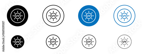 UV icon set in black and blue colors