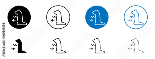 Shin pain icon set in black and blue colors