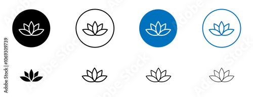 Lotus icon set in black and blue colors