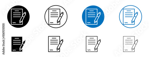 Agreement icon set in black and blue colors