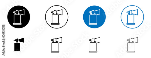 Air horn icon set in black and blue colors