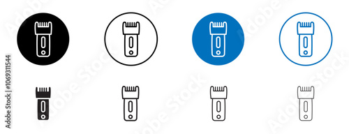 Trimmer icon set in black and blue colors