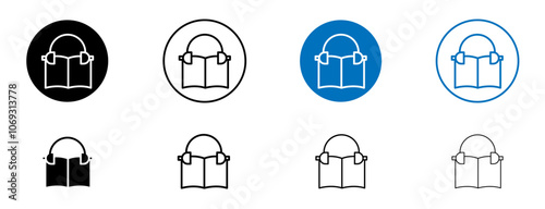 Audio book icon set in black and blue colors