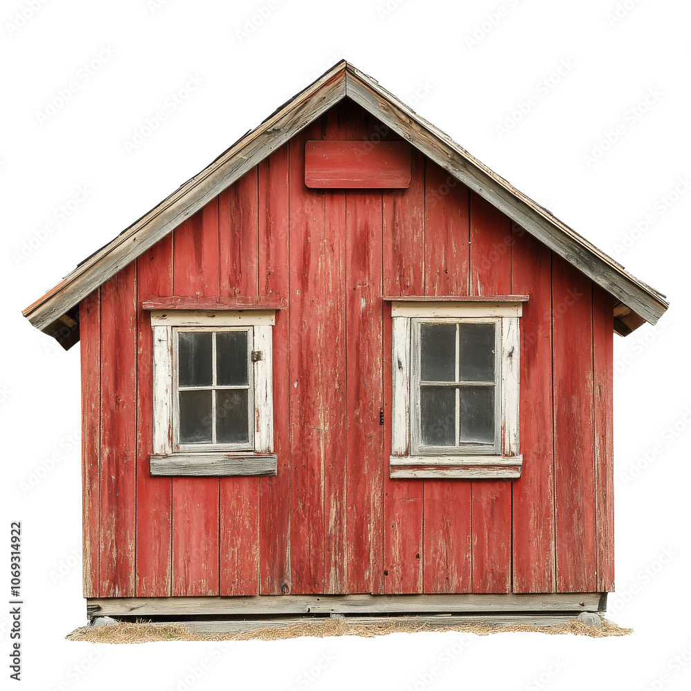 Rustic red house with weathered wood Rustic red house with weathered wood