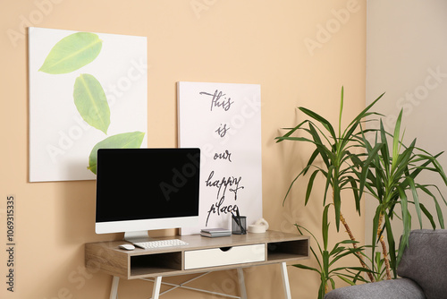 Interior of office with wor...