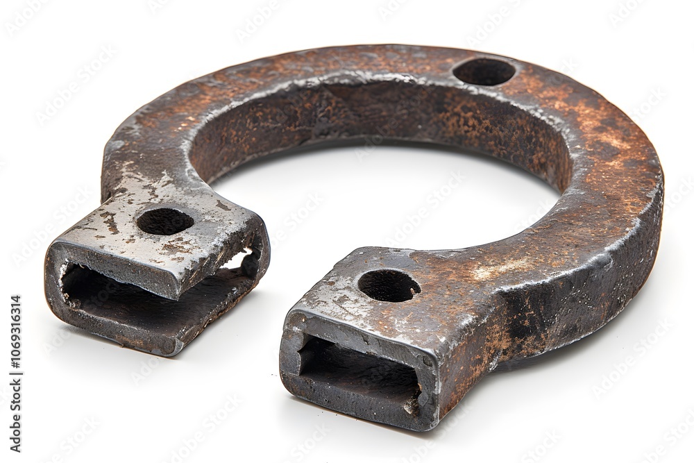 Rusty Metal Clamp with Open Ends and Holes Rusty Metal Clamp with Open Ends and Holes