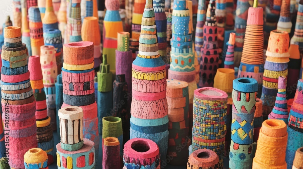 Abstract Cityscape of Colorful Towers Abstract Cityscape of Colorful Towers