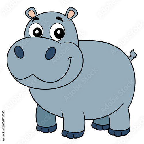 animal, cartoon, hippo, illustration, mammal, vector, hippopotamus, wildlife, safari, wild, rhino, zoo, rhinoceros, fun, art, baby, drawing, nature, funny, character, horn, comic, fat, elephant, cute