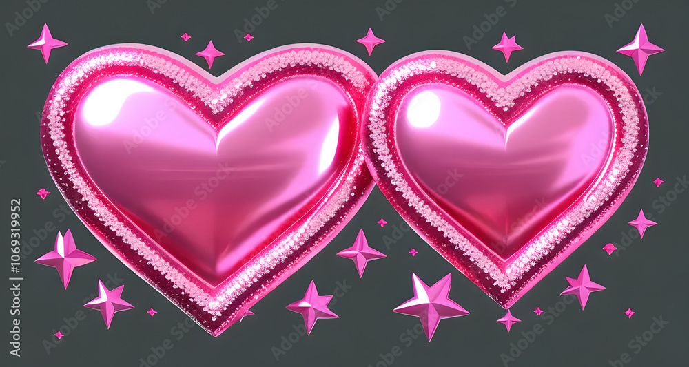 Two hearts with stars on them Two hearts with stars on them