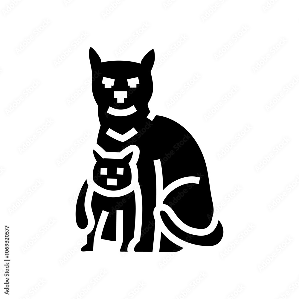 kitten mother cat breeding glyph icon vector. kitten mother cat breeding sign. isolated symbol illustration kitten mother cat breeding glyph icon vector. kitten mother cat breeding sign. isolated symbol illustration