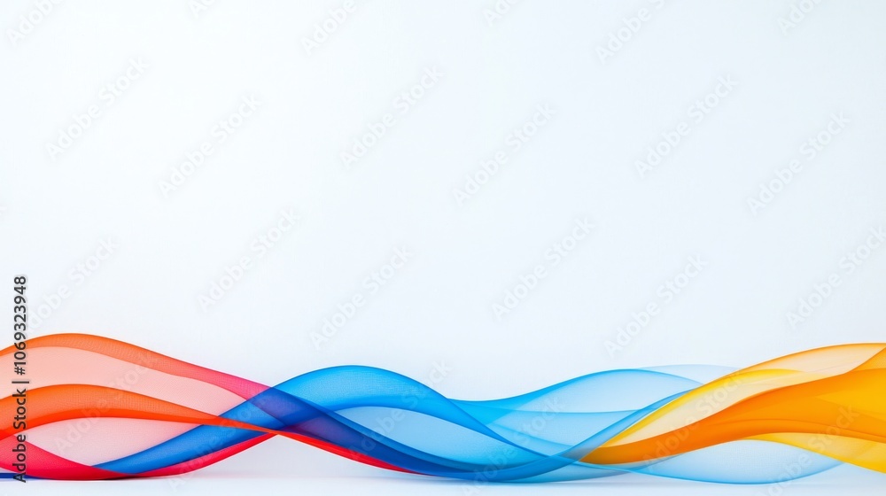 Flowing waves of color create a dynamic display of orange, red, yellow, and blue hues Flowing waves of color create a dynamic display of orange, red, yellow, and blue hues
