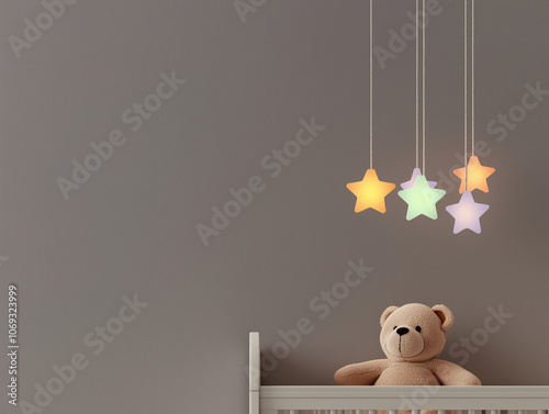 Teddy Bear with Stars - Baby Shower Invitatio photo