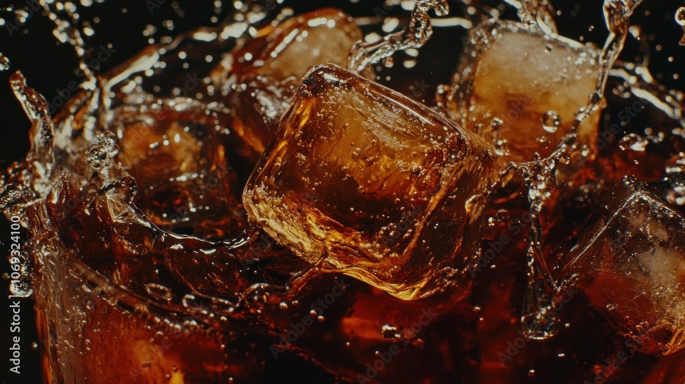 Refreshing Splash of Soda with Ice Cubes in Glass Close-Up Photography Refreshing Splash of Soda with Ice Cubes in Glass Close-Up Photography