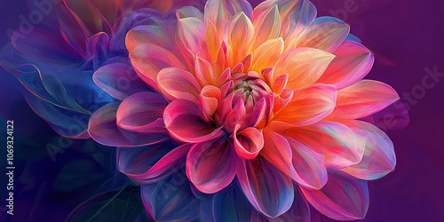 Pasteldigital flower with glowing lines modern background graphics