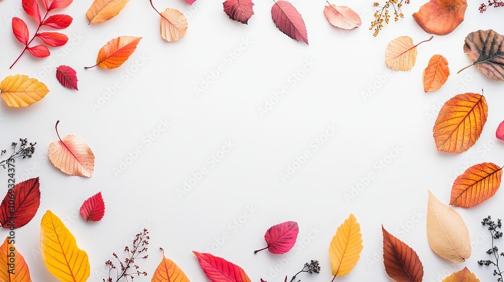 Colorful frame of autumn leaves isolated on a white background Colorful frame of autumn leaves isolated on a white background