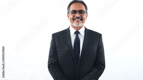 A smiling older man in a black suit and tie.