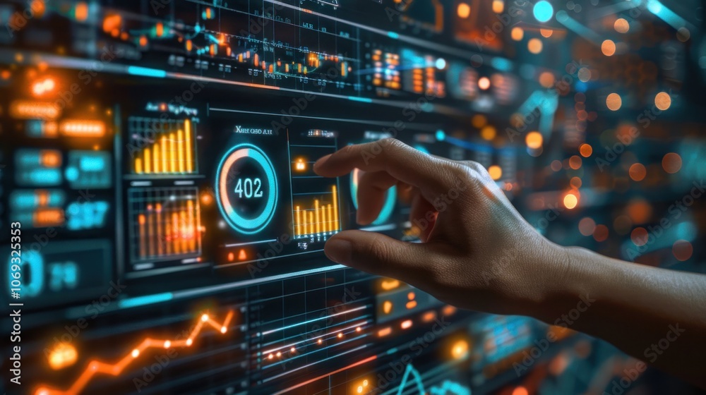 Obraz premium Digital Interface with Data and Charts