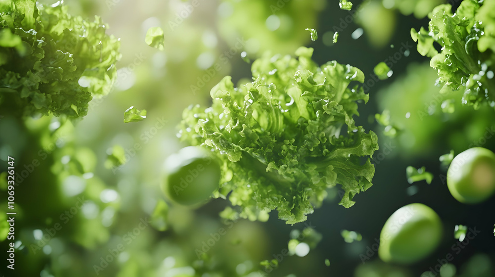 Flying Green Vegetables Again: Reiteration of flying vegetables for a healthy lifestyle theme. Flying Green Vegetables Again: Reiteration of flying vegetables for a healthy lifestyle theme.
