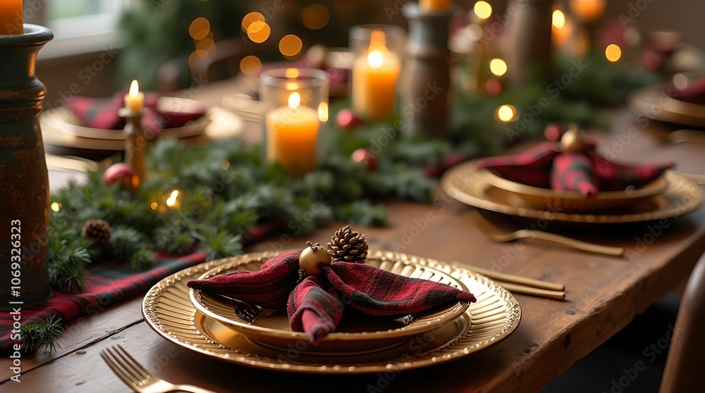 Decorating a festive dining room with a checkered tablecloth is perfect for a cozy Christmas celebration. Decorating a festive dining room with a checkered tablecloth is perfect for a cozy Christmas celebration.