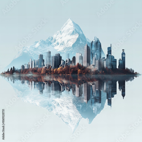 city skyline at sunset