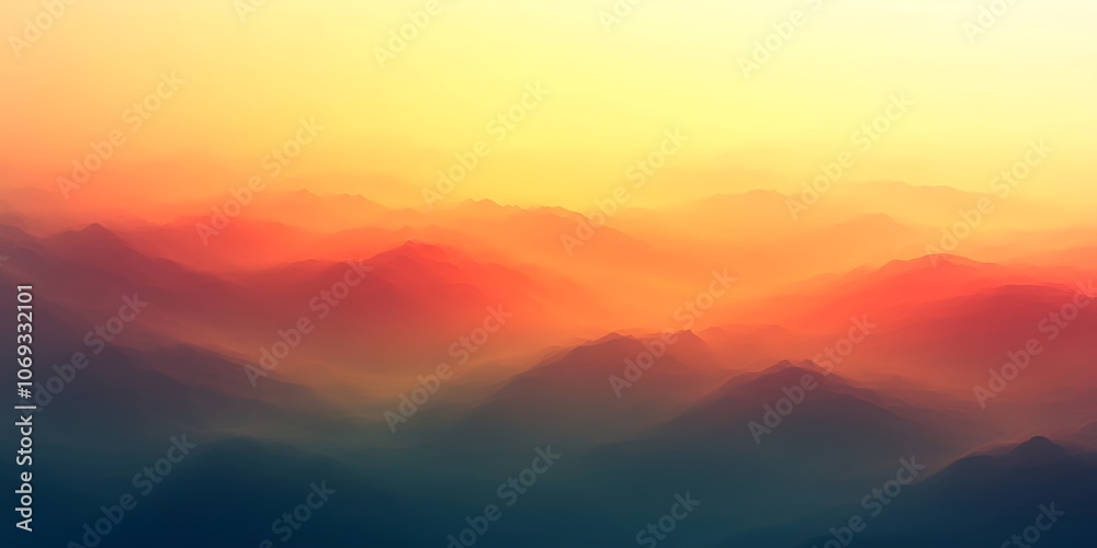 A breathtaking view of rolling mountains bathed in orange and yellow hues during sunset, creating a serene and tranquil atmosphere with soft, misty layers of color. A breathtaking view of rolling mountains bathed in orange and yellow hues during sunset, creating a serene and tranquil atmosphere with soft, misty layers of color.