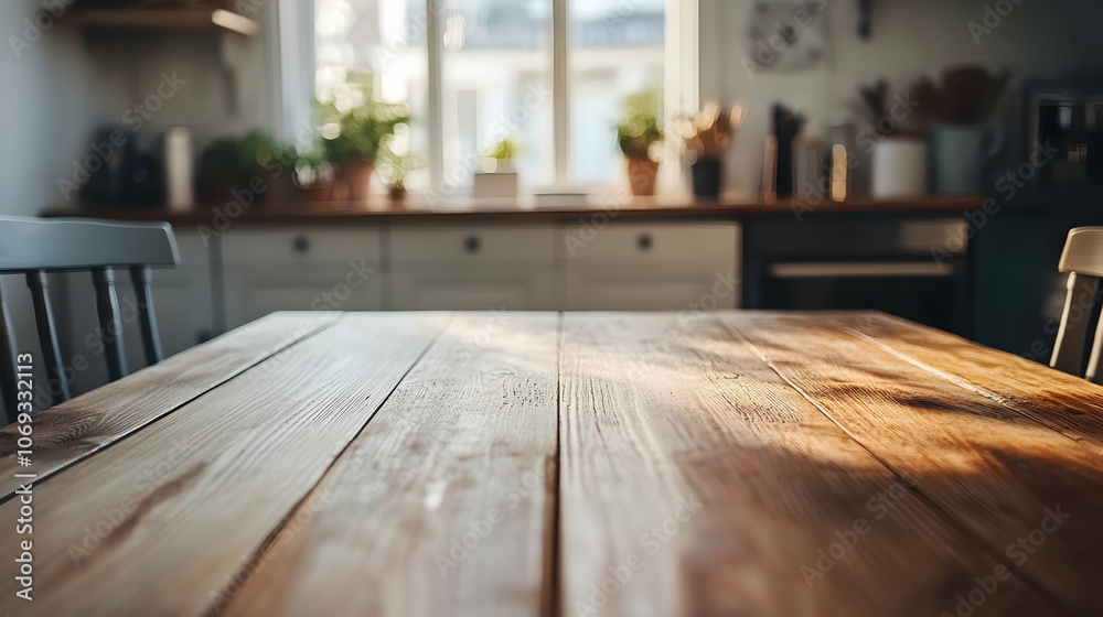 Scandinavian Kitchen Showcase: Empty wooden table in a stylish Scandinavian kitchen, perfect for advertising. Scandinavian Kitchen Showcase: Empty wooden table in a stylish Scandinavian kitchen, perfect for advertising.