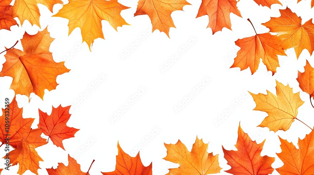 Frame made of falling autumn maple leaves isolated on a white background featuring fall foliage Frame made of falling autumn maple leaves isolated on a white background featuring fall foliage