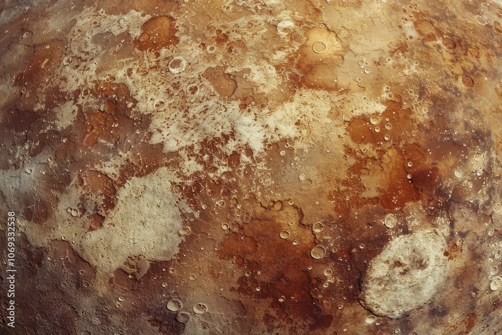 close up of a rocky surface with a few small craters. back, background surface is brown close up of a rocky surface with a few small craters. back, background surface is brown