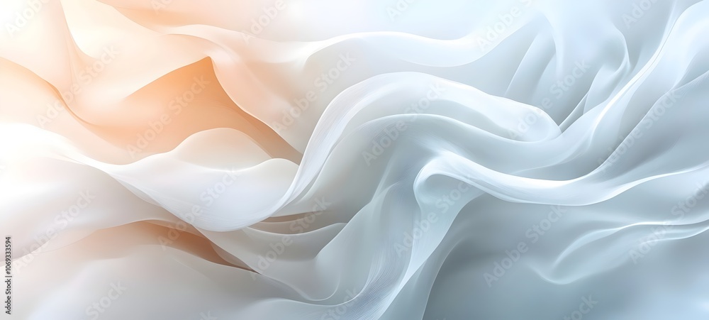 An abstract composition showcasing soft, flowing fabric in serene colors of white and pale orange, evoking a sense of tranquility and elegance. An abstract composition showcasing soft, flowing fabric in serene colors of white and pale orange, evoking a sense of tranquility and elegance.