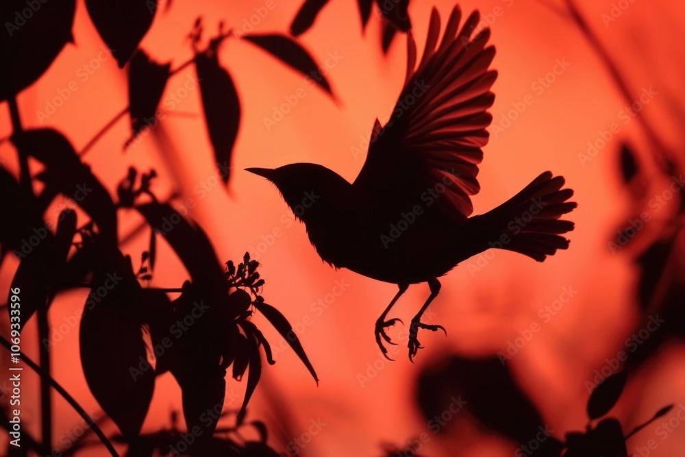 Obraz premium A bird is flying next to a tree