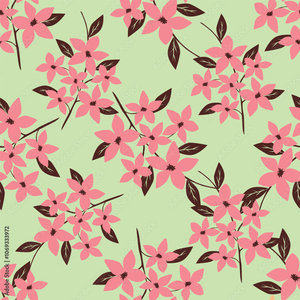 Flowers pattern, floral illustration. Fabric design