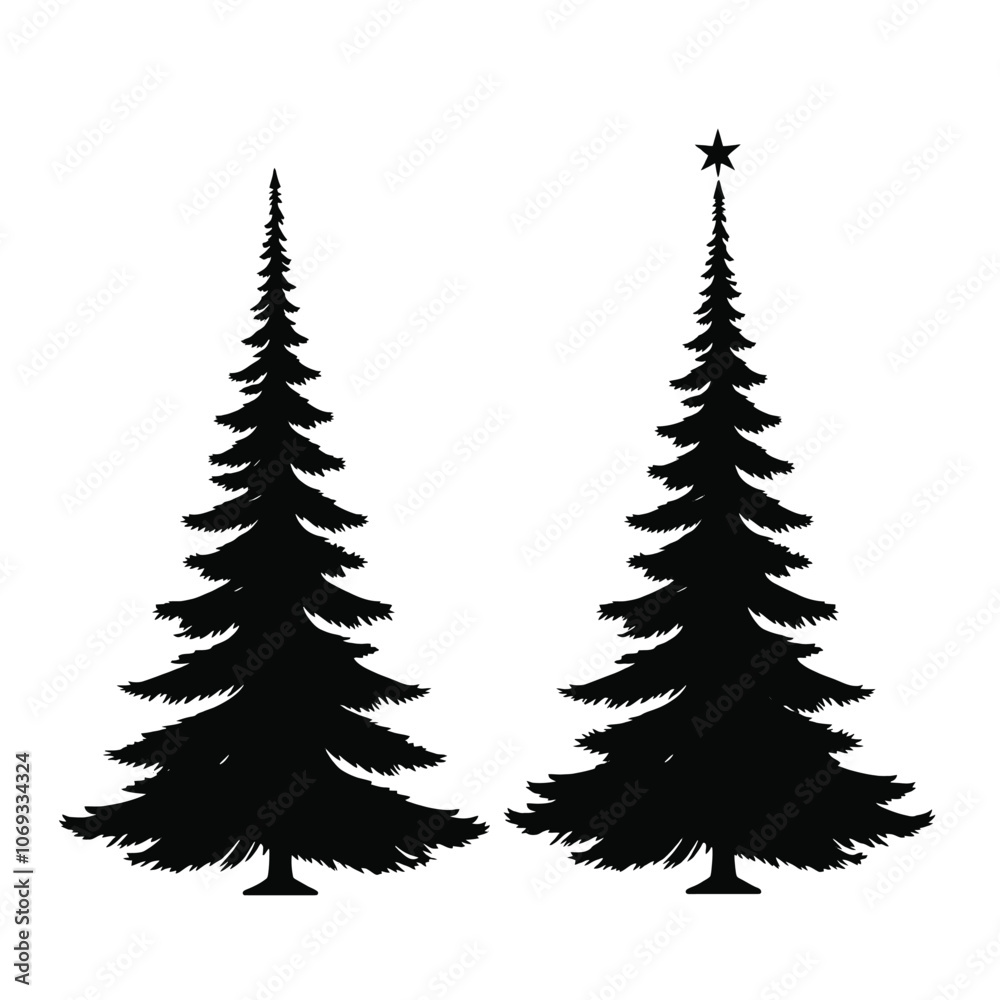 Obraz premium a black and white line drawing of a Christmas tree