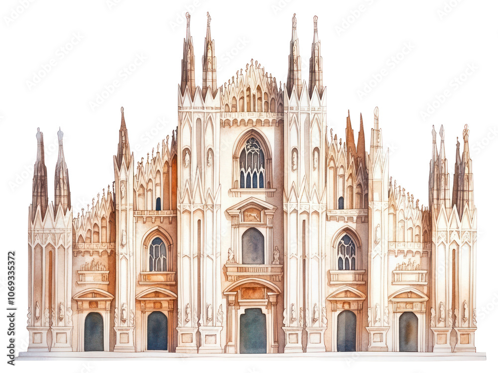 Obraz premium PNG Duomo di Milano architecture illustration cathedral.