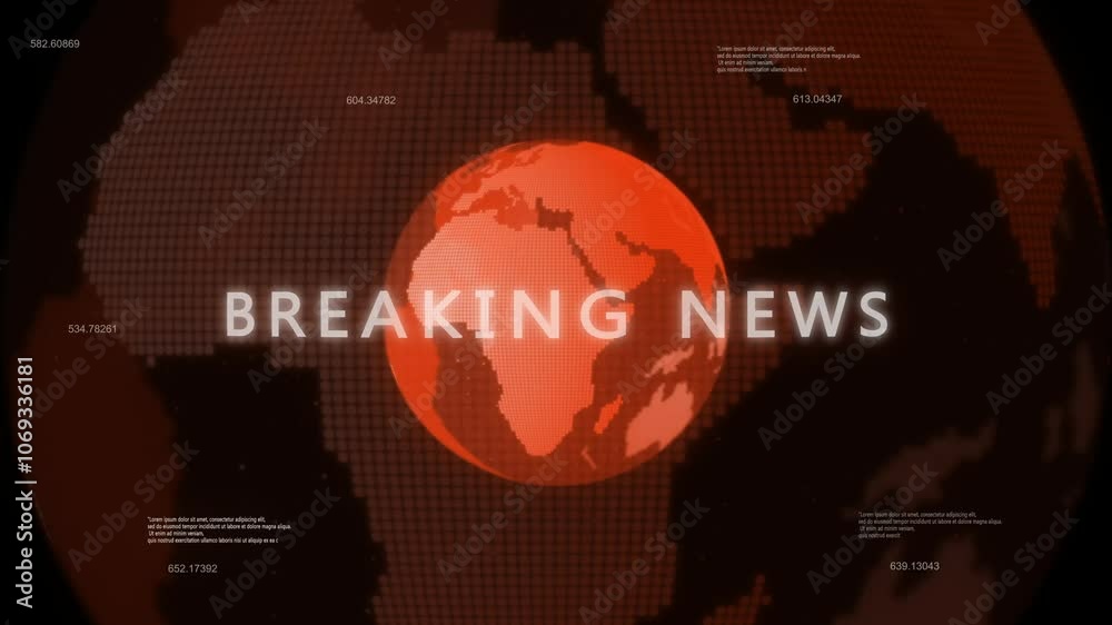 Breaking News intro for TV broadcast news show program.the globe spins in futuristic style.Background for news report and breaking news.