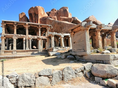 ancient temple ruins in hampi india photo