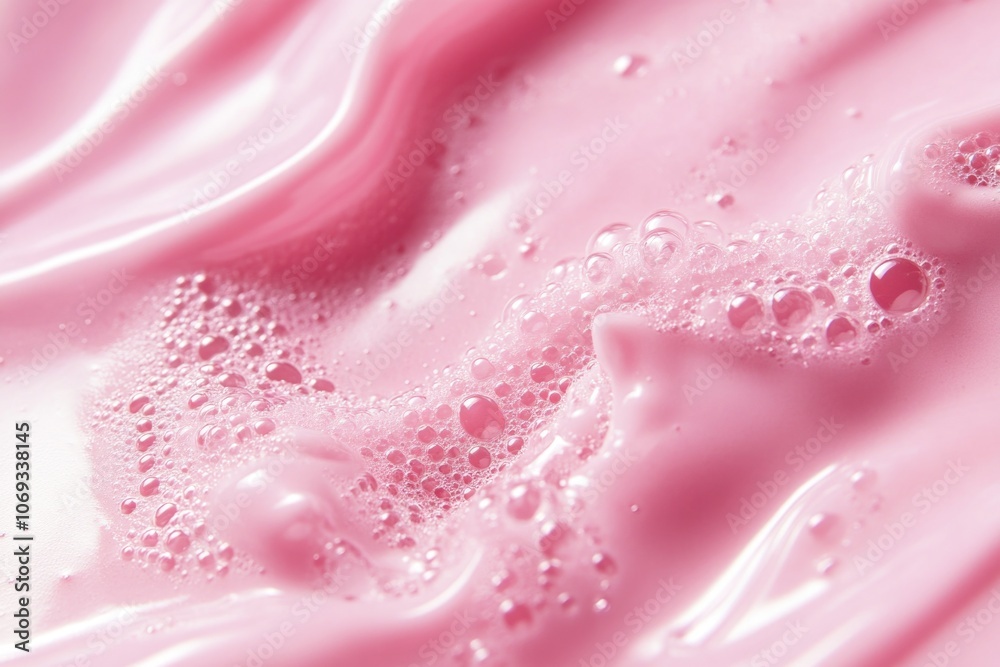 A close-up shot of pink liquid with visible bubbles A close-up shot of pink liquid with visible bubbles