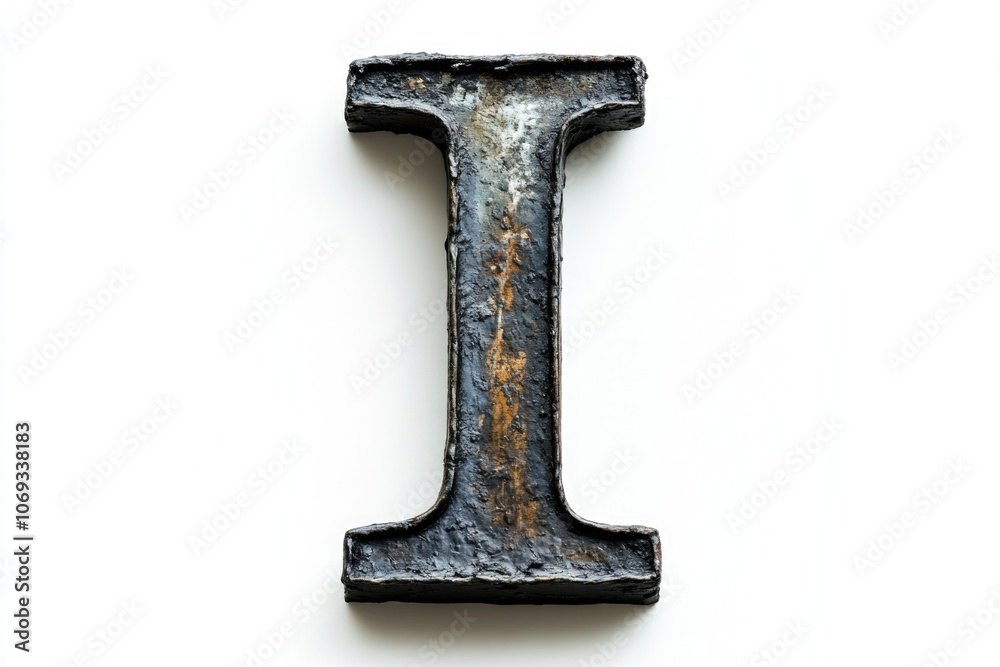 A single metal letter T on a plain white surface A single metal letter T on a plain white surface