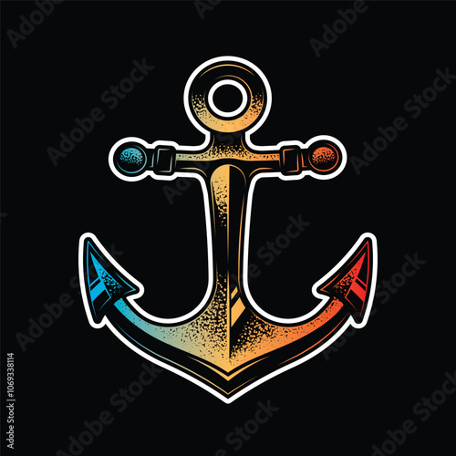 Sea anchor. Original vector illustration in vintage style. T-shirt design. photo