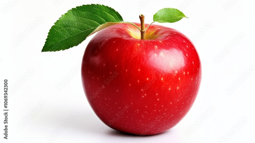 A single red apple stands out against a white background. This is a 3D computer-generated image. A single red apple stands out against a white background. This is a 3D computer-generated image.