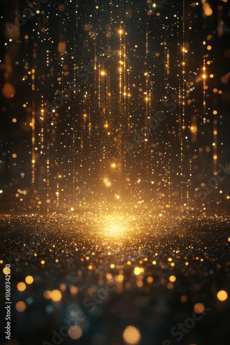 Wallpaper Mural Golden Glitter and Starry Sky on Black Background Torontodigital.ca