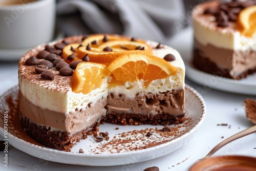 Wallpaper Mural A slice of cake on a plate with a fork, ready to be enjoyed Torontodigital.ca