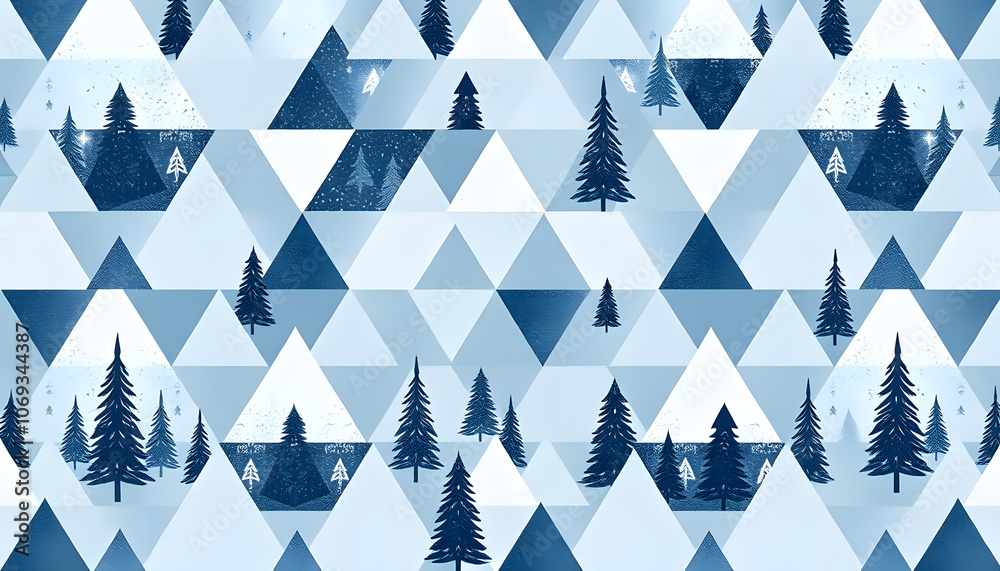 Abstract seamless pattern of triangles, winter forest in the Scandinavian style. Vector stock illustration Abstract seamless pattern of triangles, winter forest in the Scandinavian style. Vector stock illustration
