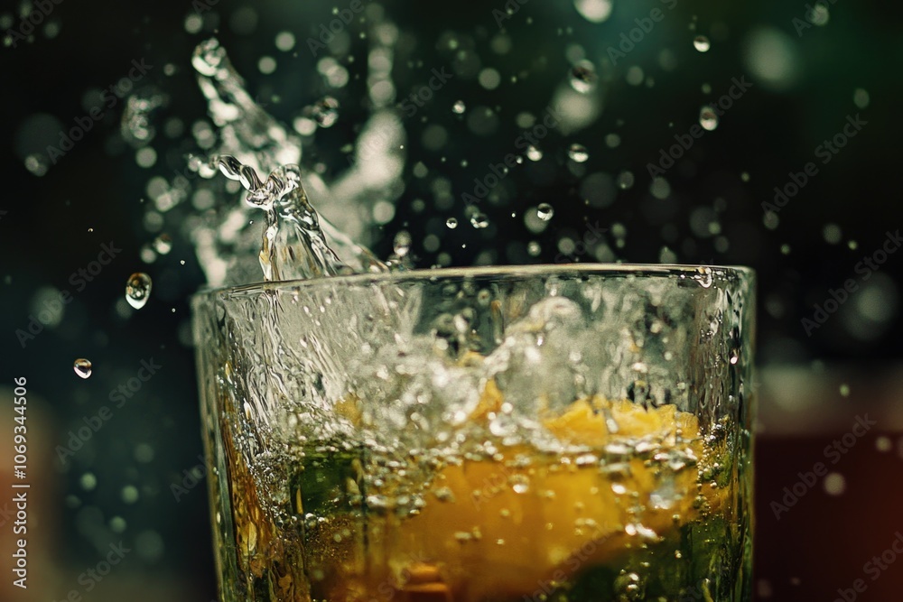 A refreshing drink with a slice of lemon A refreshing drink with a slice of lemon
