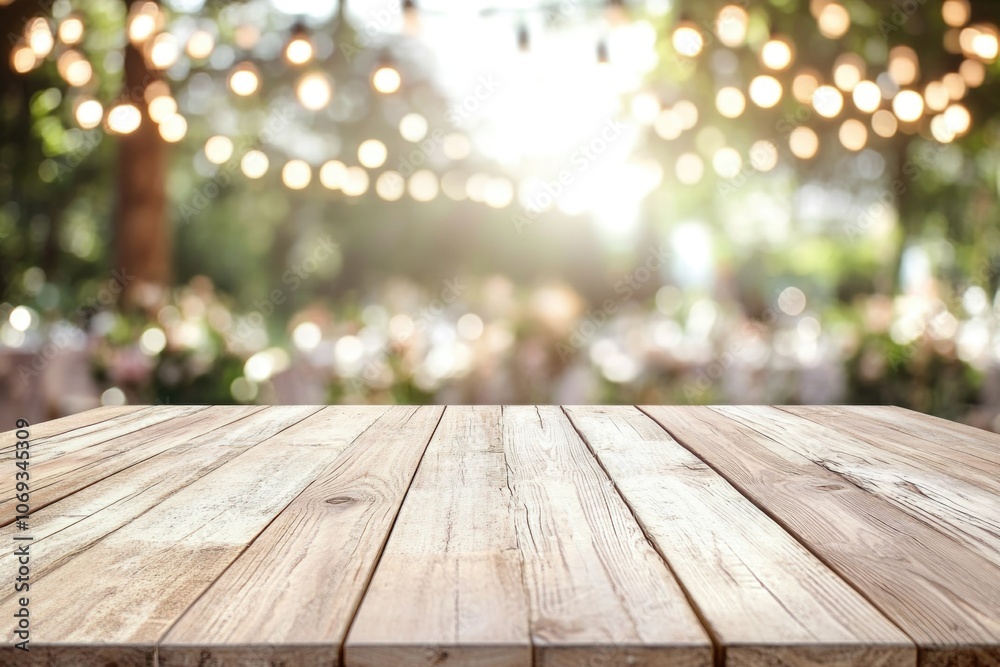 A wooden table with soft lights shining from behind, perfect for use as a placeholder or illustration A wooden table with soft lights shining from behind, perfect for use as a placeholder or illustration