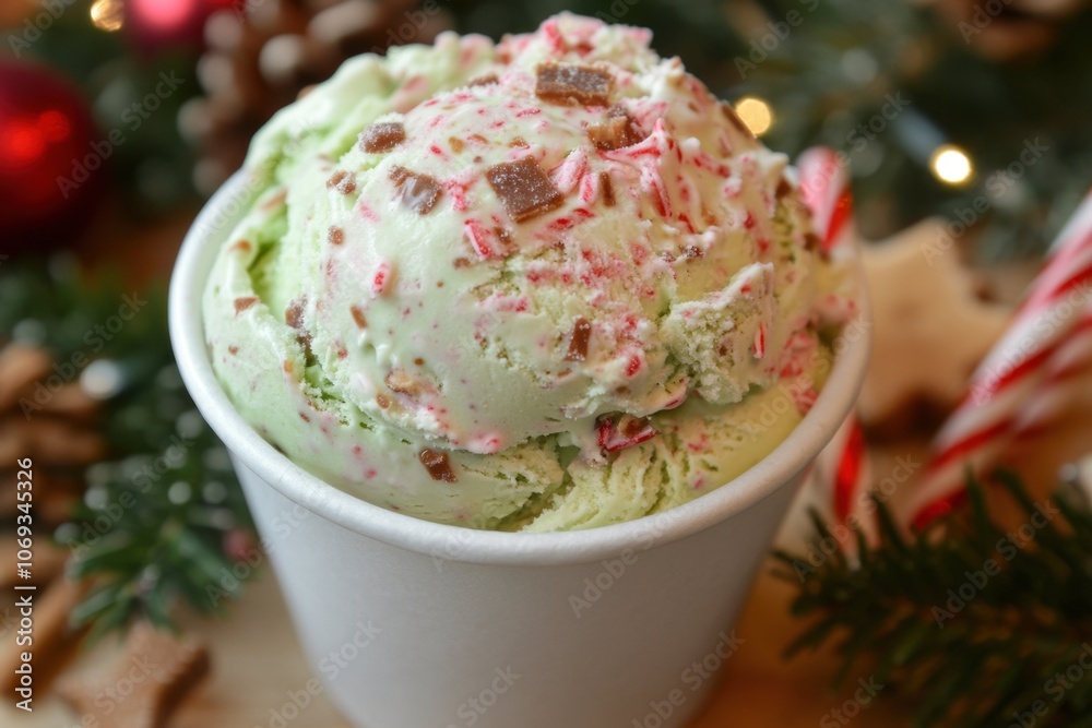 A festive holiday-themed ice cream with flavors like peppermint, eggnog, and gingerbread. A festive holiday-themed ice cream with flavors like peppermint, eggnog, and gingerbread.
