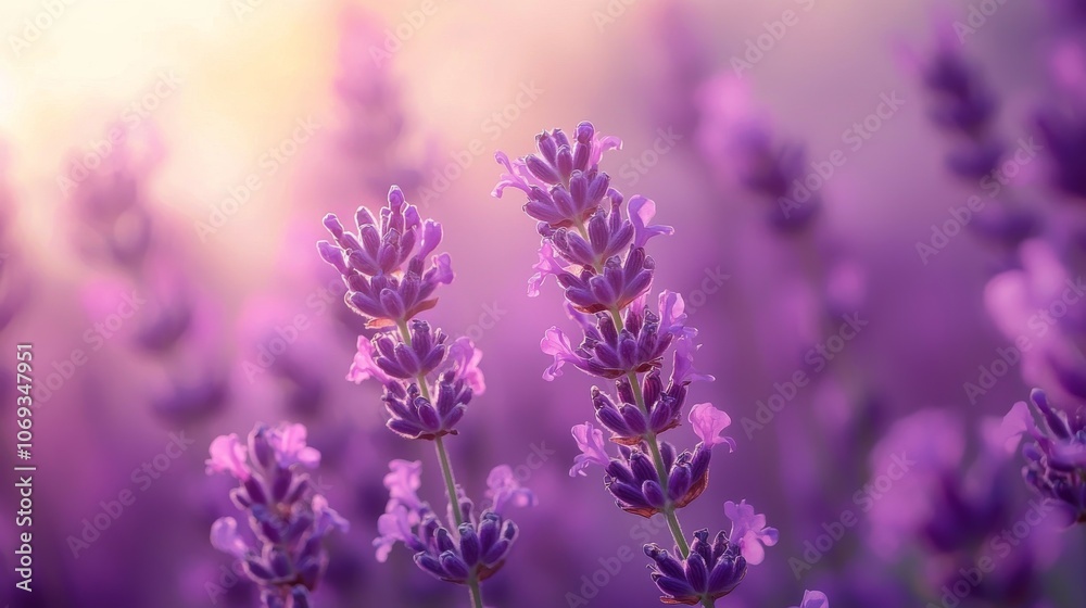 Lavender flowers in soft evening sunlight Lavender flowers in soft evening sunlight