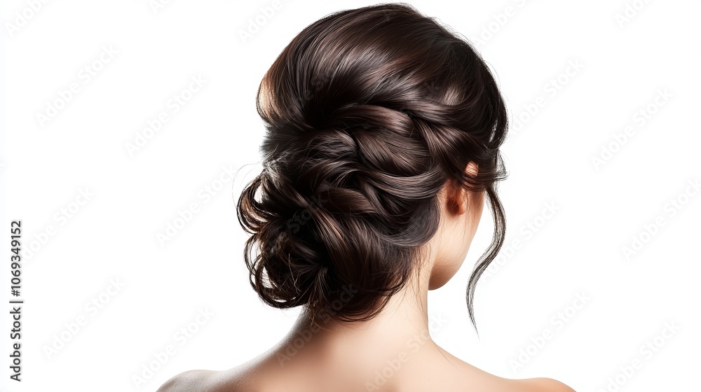 Stylish womans hairstyle for designers isolated on white